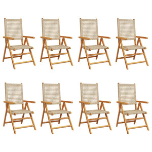 Lenestoler for hage 8 stk beige polyrotting og heltre