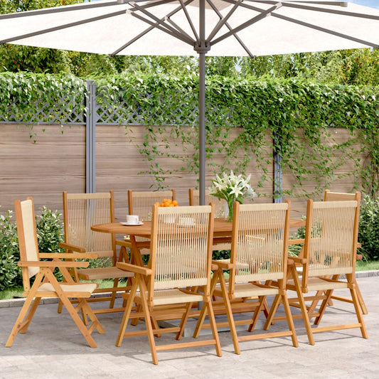 Lenestoler for hage 8 stk beige heltre akasie