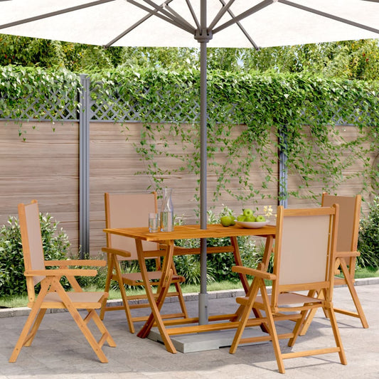 Garden armchairs 4 pieces grey-brown fabric and solid wood