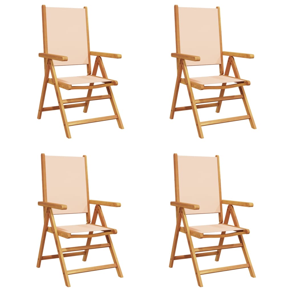 Garden armchairs 4 pieces beige fabric and solid wood