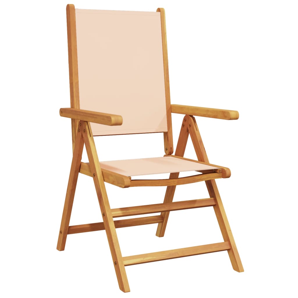 Garden armchairs 4 pieces beige fabric and solid wood