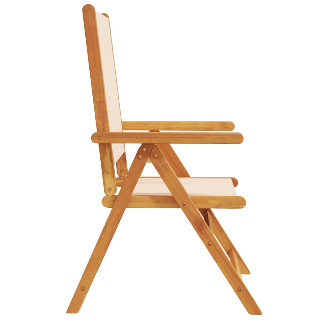 Garden armchairs 4 pieces beige fabric and solid wood
