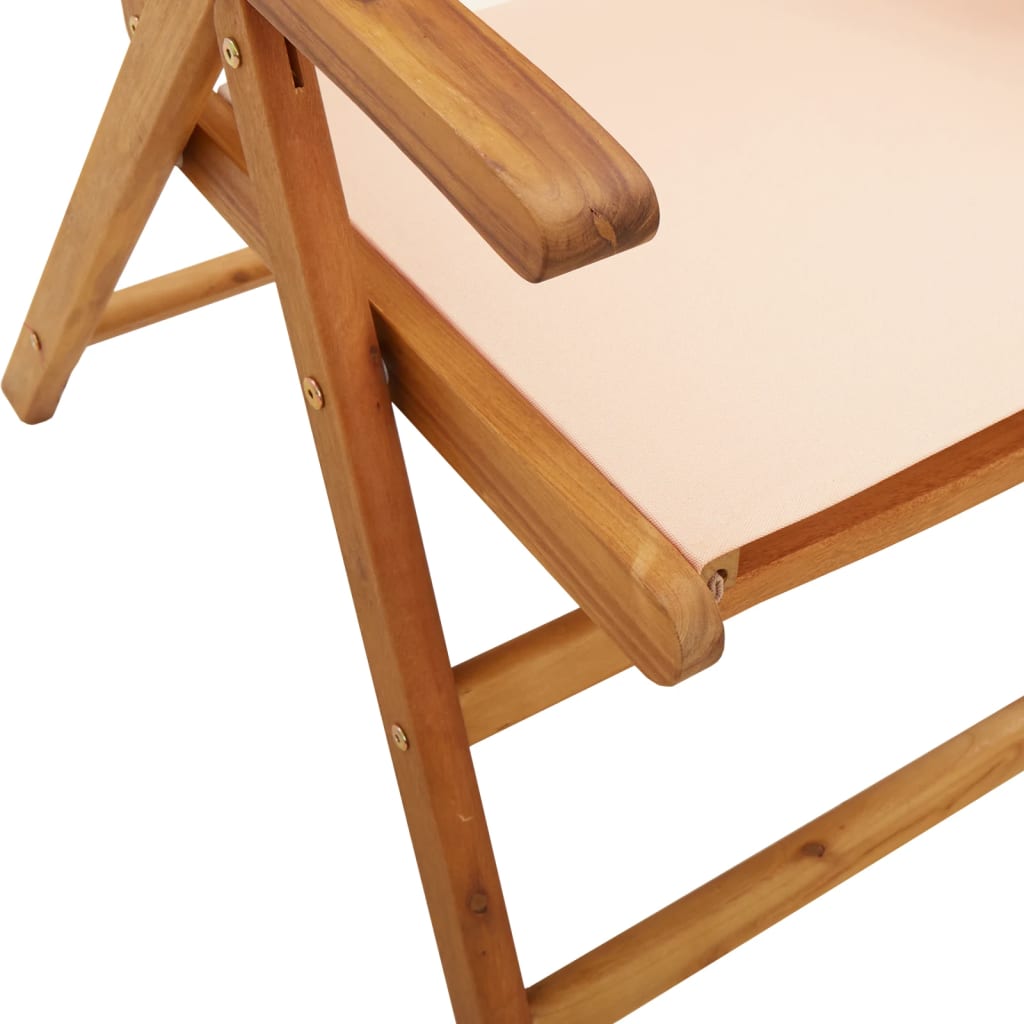 Garden armchairs 4 pieces beige fabric and solid wood