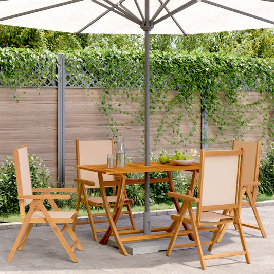 Garden armchairs 4 pieces beige fabric and solid wood