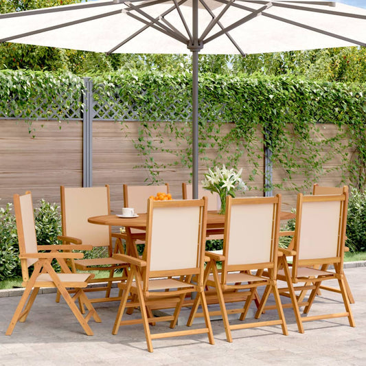 Lenestoler for hage 8 stk beige stoff og heltre