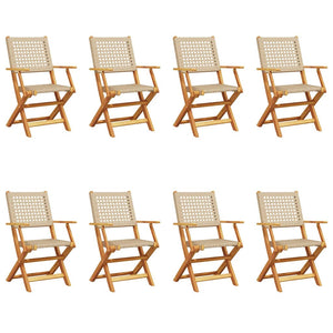 Sammenleggbare hagestoler 8 stk beige polyrotting og heltre