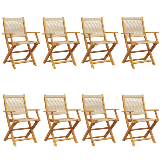 Sammenleggbare hagestoler 8 stk beige heltre akasie