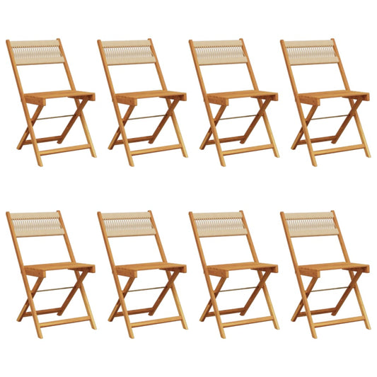 Sammenleggbare hagestoler 8 stk beige heltre akasie