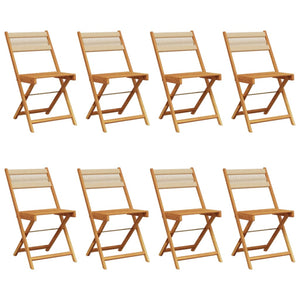 Sammenleggbare hagestoler 8 stk beige heltre akasie