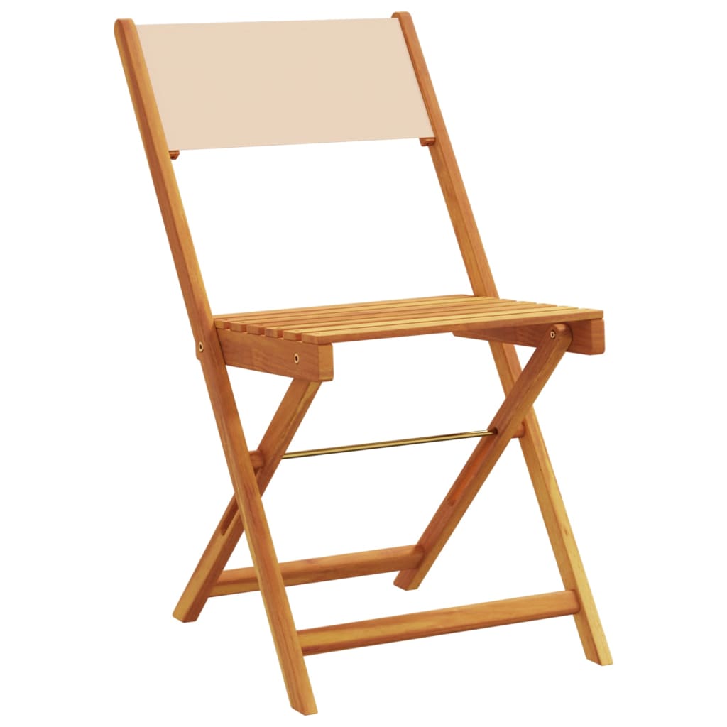 Sammenleggbare hagestoler 8 stk beige stoff og heltre
