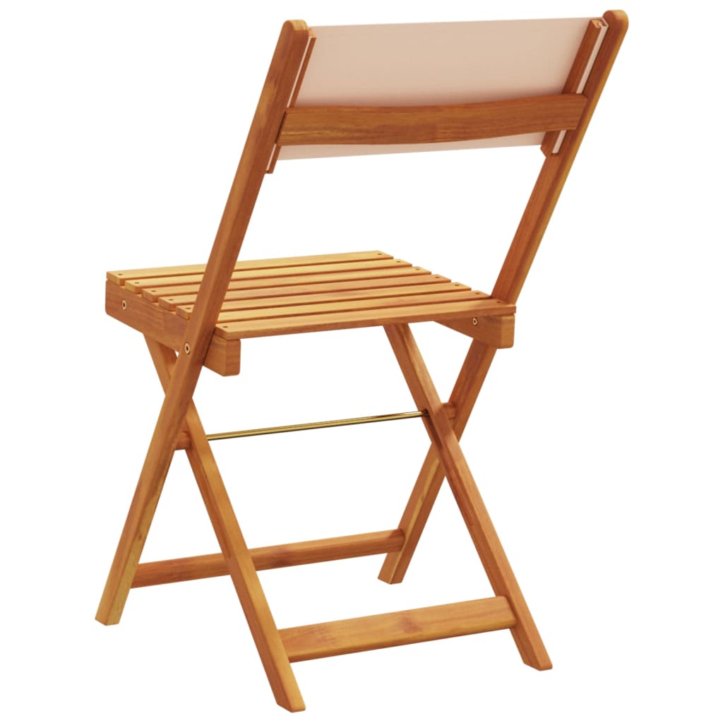 Sammenleggbare hagestoler 8 stk beige stoff og heltre