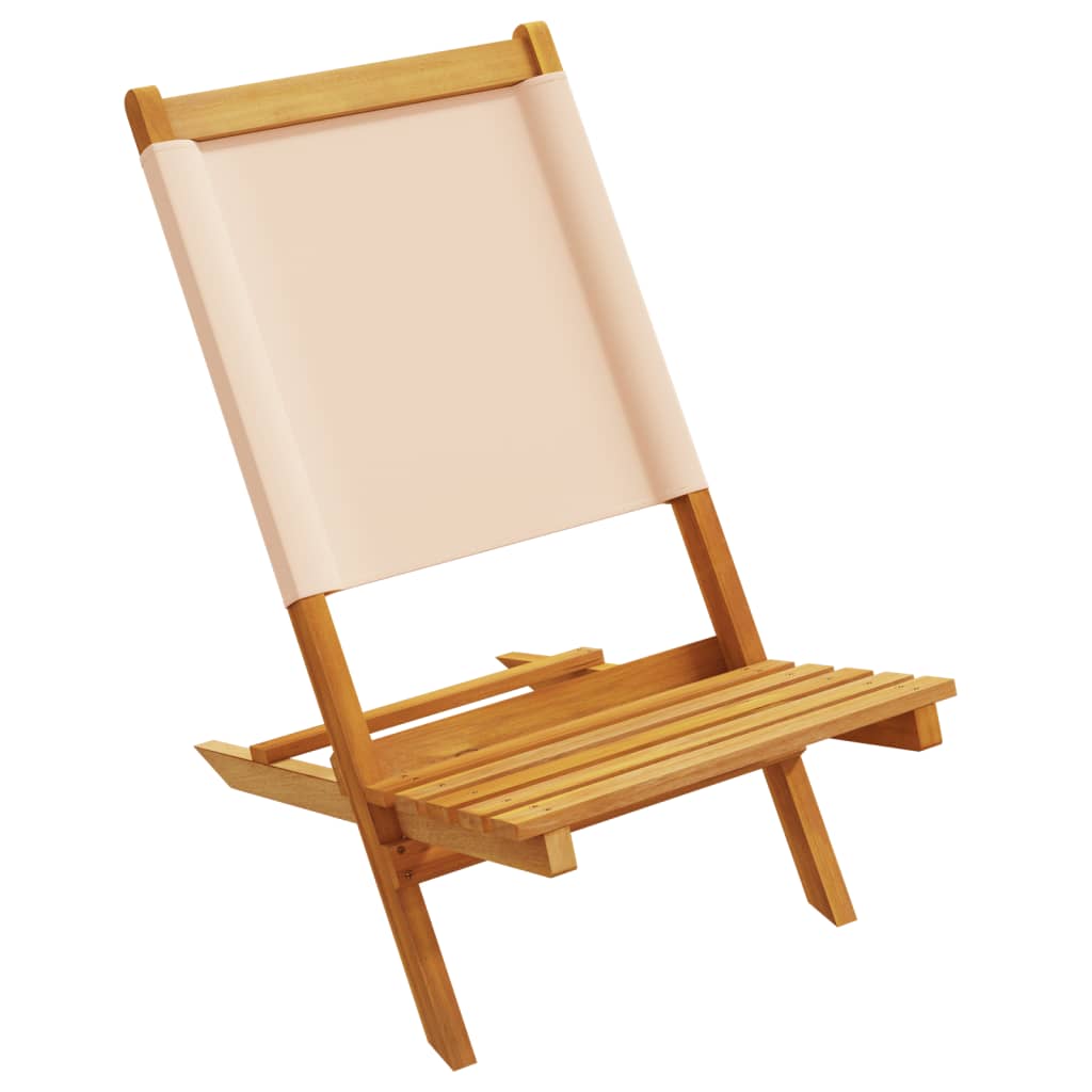 Sammenleggbare hagestoler 8 stk beige stoff og heltre