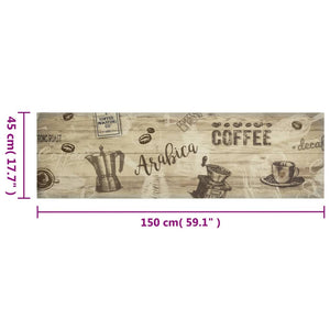 Kjøkkenteppe vaskbar Coffee brun 45x150 cm fløyel