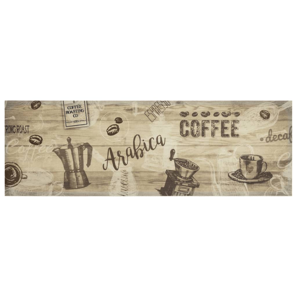 Kjøkkenteppe vaskbar Coffee brun 60x180 cm fløyel