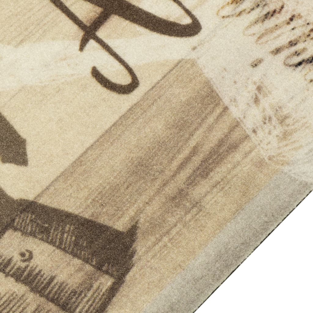 Kjøkkenteppe vaskbar Coffee brun 60x180 cm fløyel