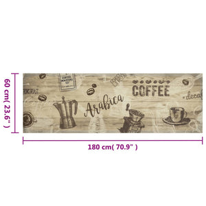 Kjøkkenteppe vaskbar Coffee brun 60x180 cm fløyel