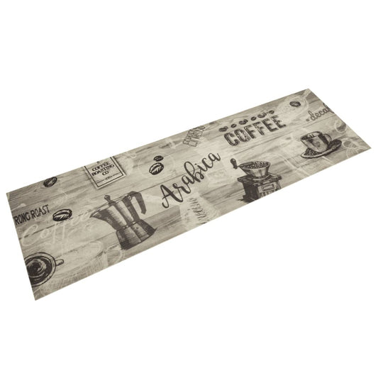 Kjøkkenteppe vaskbar Coffee grått 45x150 cm fløyel