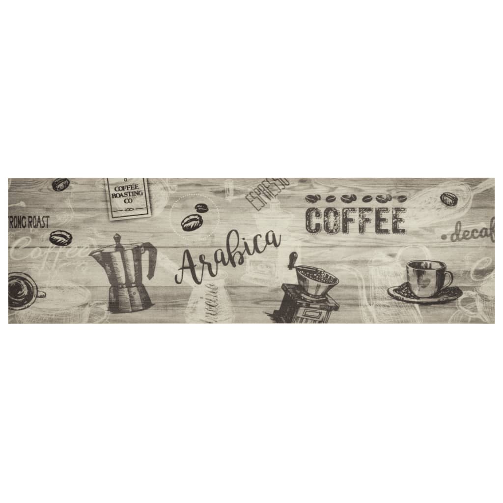 Kjøkkenteppe vaskbar Coffee grått 45x150 cm fløyel