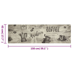 Kjøkkenteppe vaskbar Coffee grått 45x150 cm fløyel