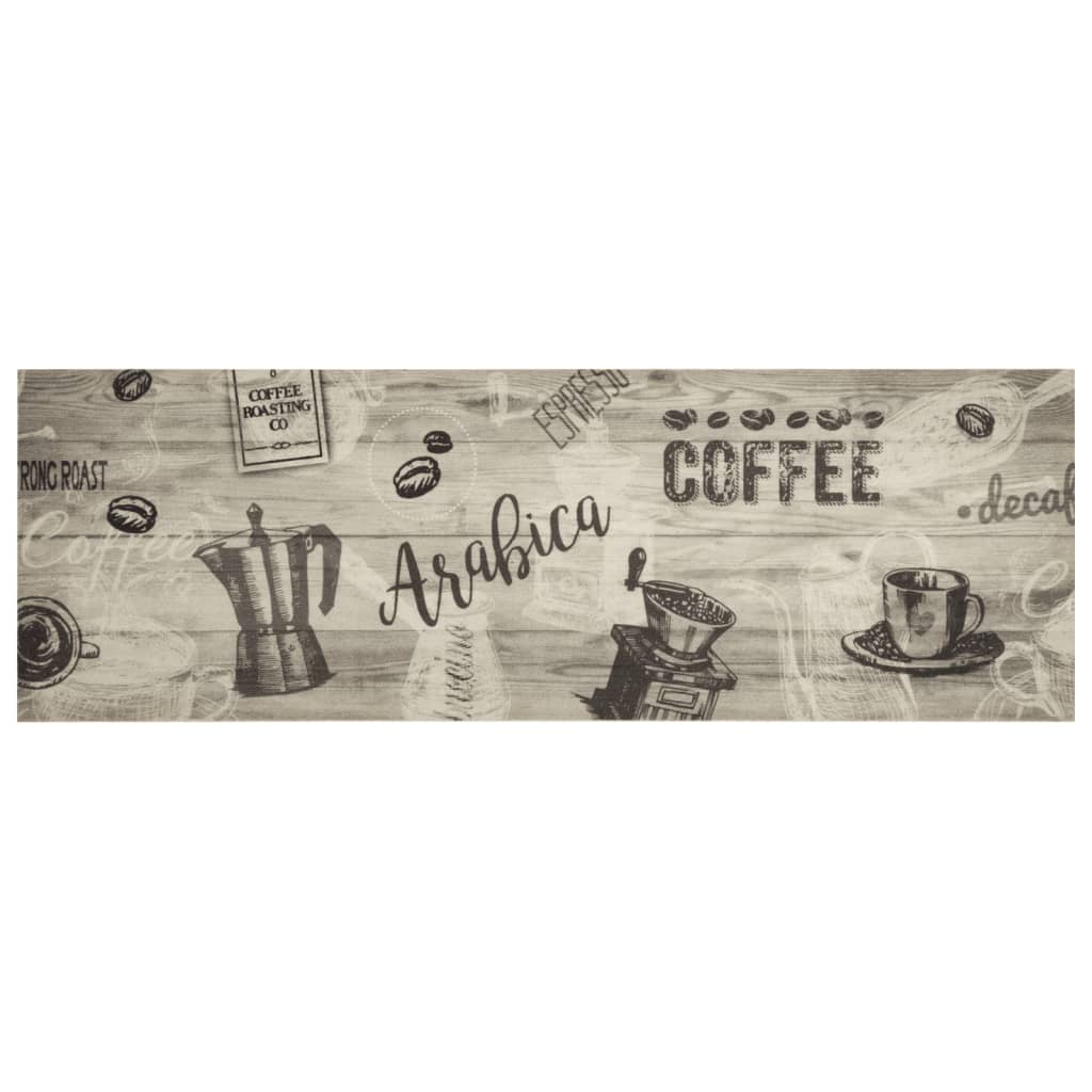 Kjøkkenteppe vaskbar Coffee grå 60x180 cm fløyel