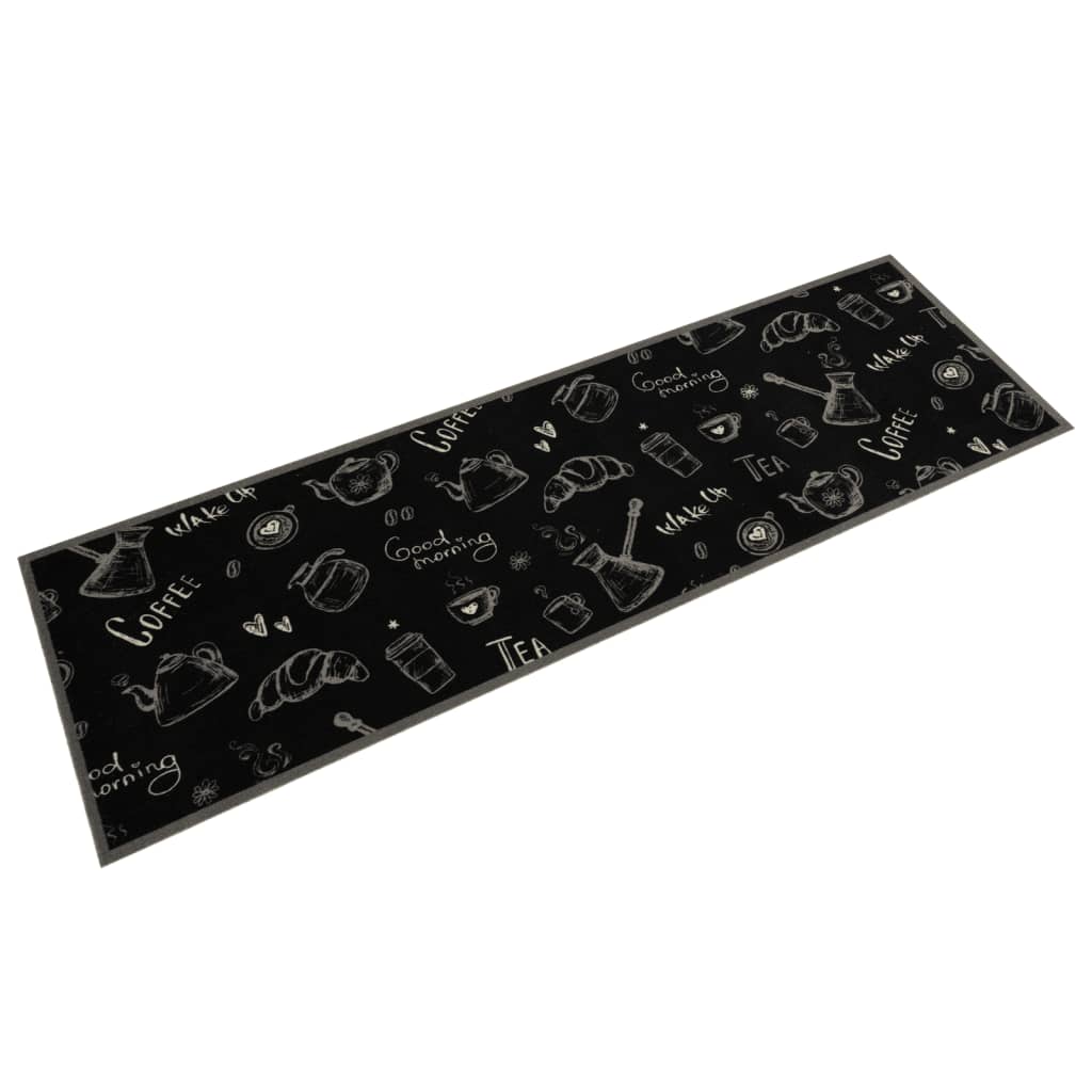 Kitchen rug washable Morning black 45x150 cm velvet
