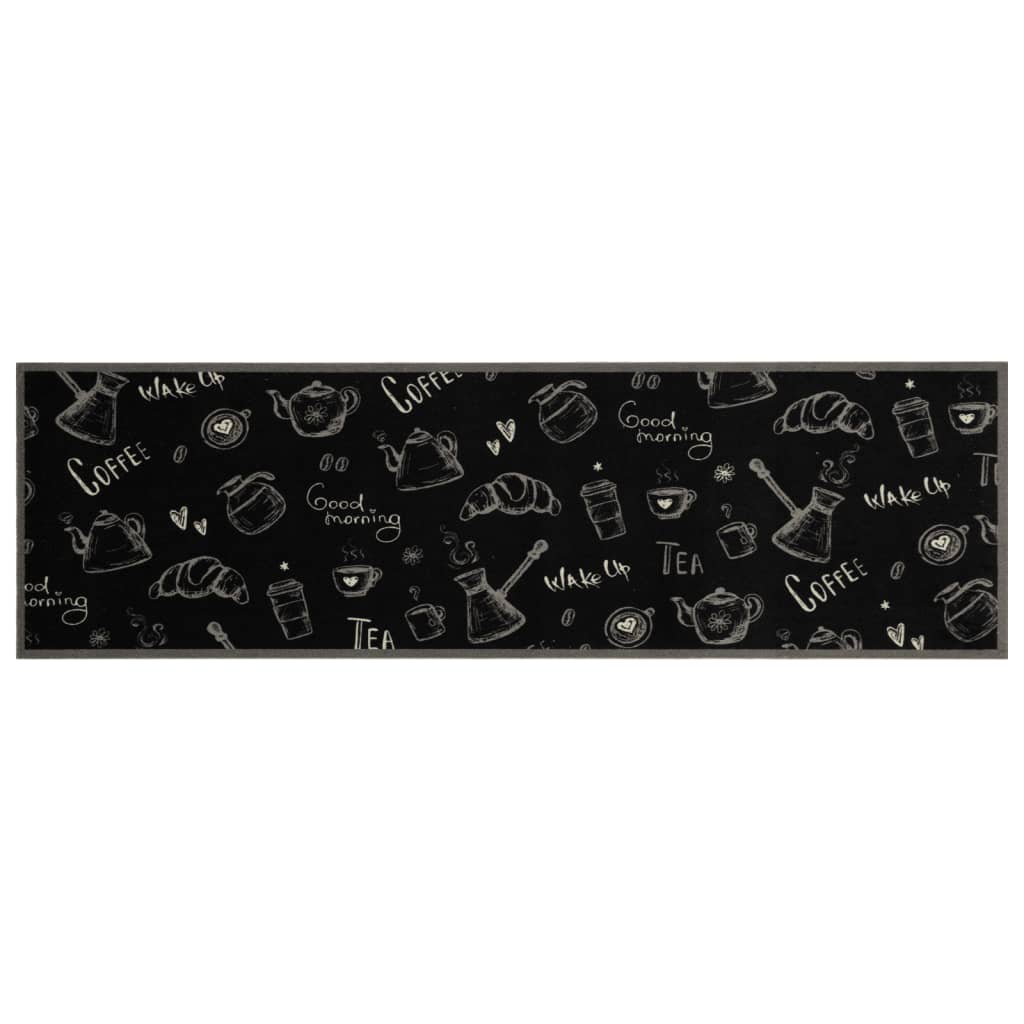 Kitchen rug washable Morning black 45x150 cm velvet