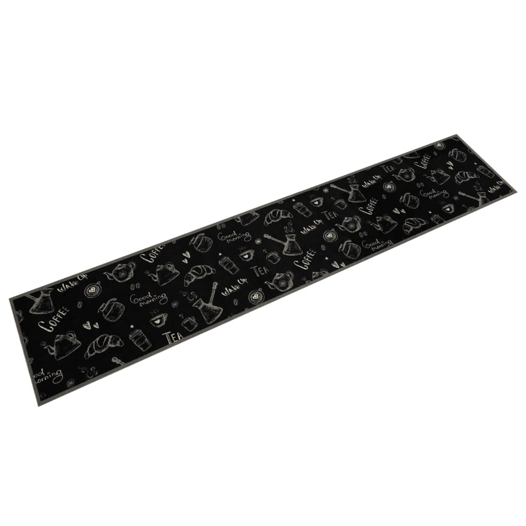 Kitchen rug washable Morning black 60x300 cm velvet