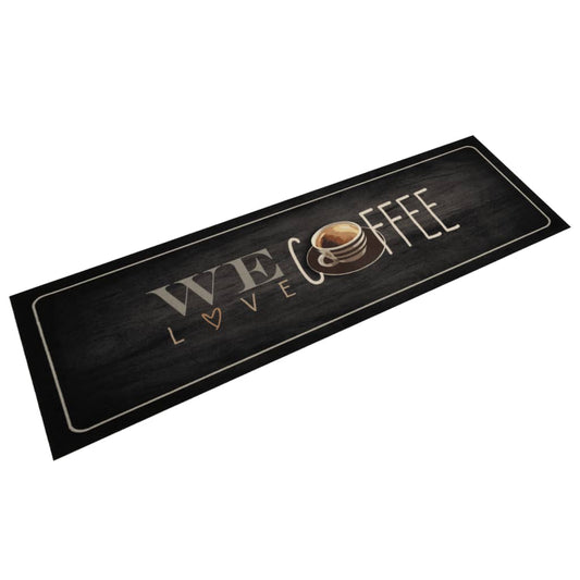 Kjøkkenteppe vaskbar Coffee tekst 45x150 cm fløyel