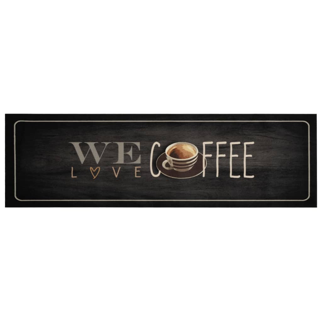 Kjøkkenteppe vaskbar Coffee tekst 45x150 cm fløyel
