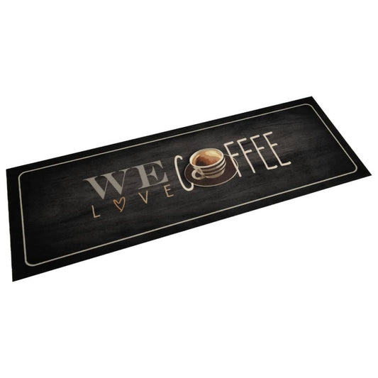 Kjøkkenteppe vaskbar Coffee tekst 60x180 cm fløyel