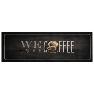 Kjøkkenteppe vaskbar Coffee tekst 60x180 cm fløyel