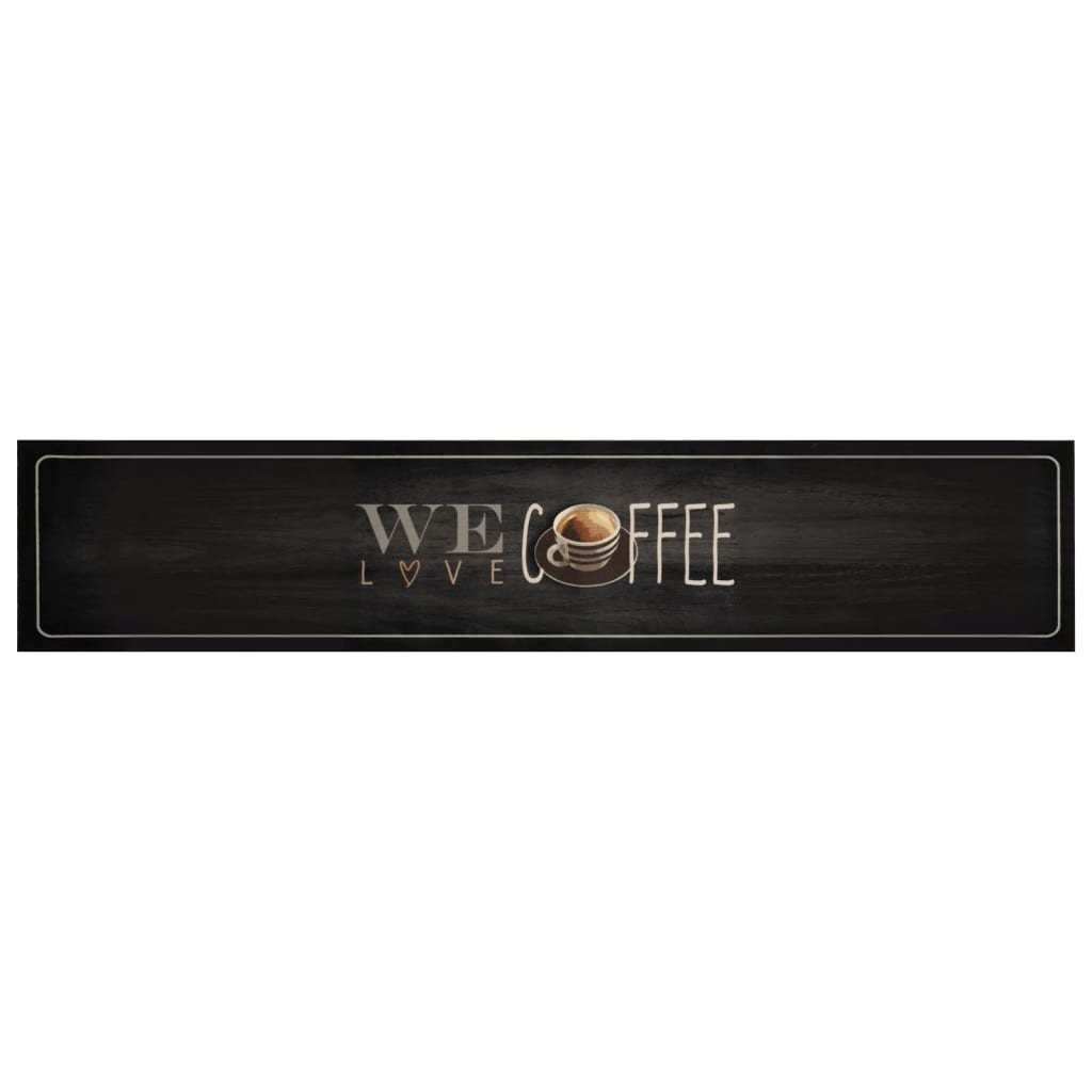 Kjøkkenteppe vaskbar Coffee tekst 60x300 cm fløyel