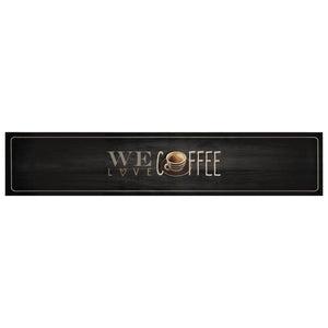 Kjøkkenteppe vaskbar Coffee tekst 60x300 cm fløyel