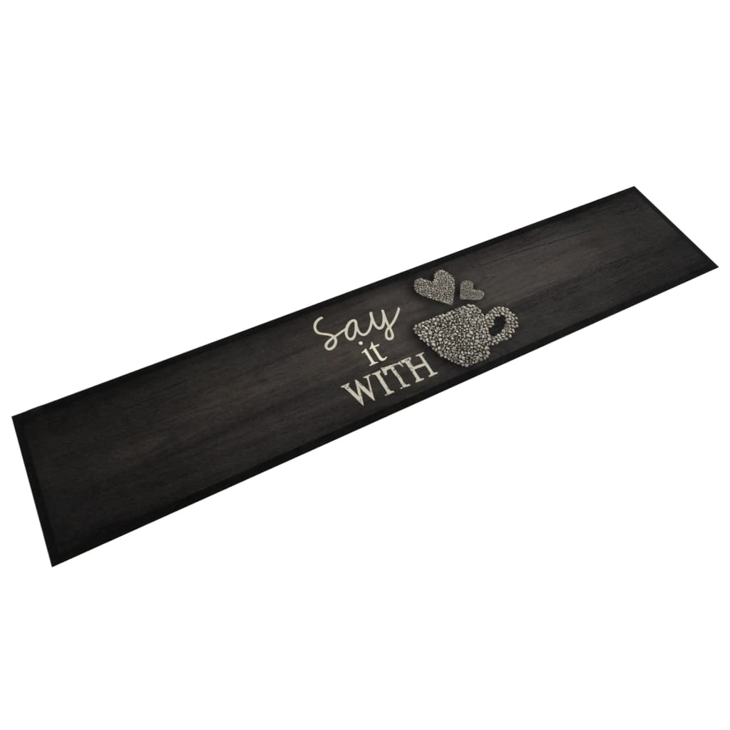 Kjøkkenteppe vaskbar Cup svart 60x300 cm fløyel