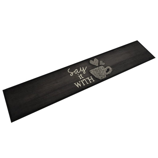 Kjøkkenteppe vaskbar Cup svart 60x300 cm fløyel