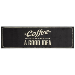 Kjøkkenteppe vaskbar Coffee tekst 45x150 cm fløyel