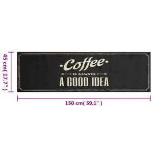 Kjøkkenteppe vaskbar Coffee tekst 45x150 cm fløyel