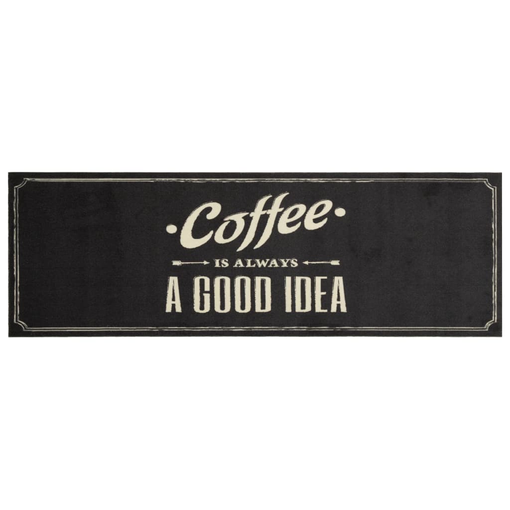 Kjøkkenteppe vaskbar Coffee tekst 60x180 cm fløyel