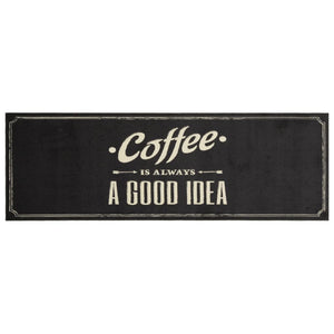 Kjøkkenteppe vaskbar Coffee tekst 60x180 cm fløyel