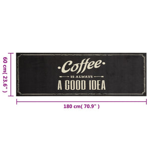 Kjøkkenteppe vaskbar Coffee tekst 60x180 cm fløyel