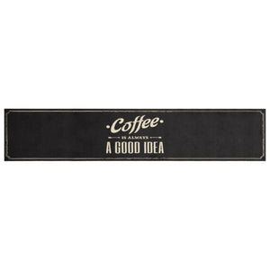 Kjøkkenteppe vaskbar Coffee tekst 60x300 cm fløyel