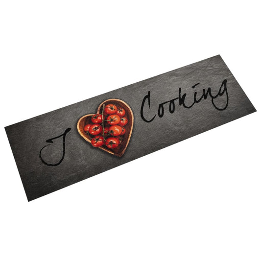 Kjøkkenteppe vaskbar Cooking tekst 45x150 cm fløyel