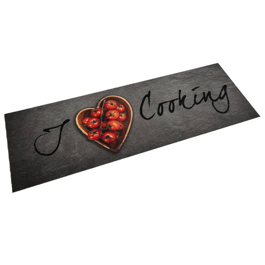 Kjøkkenteppe vaskbar Cooking tekst 60x180 cm fløyel