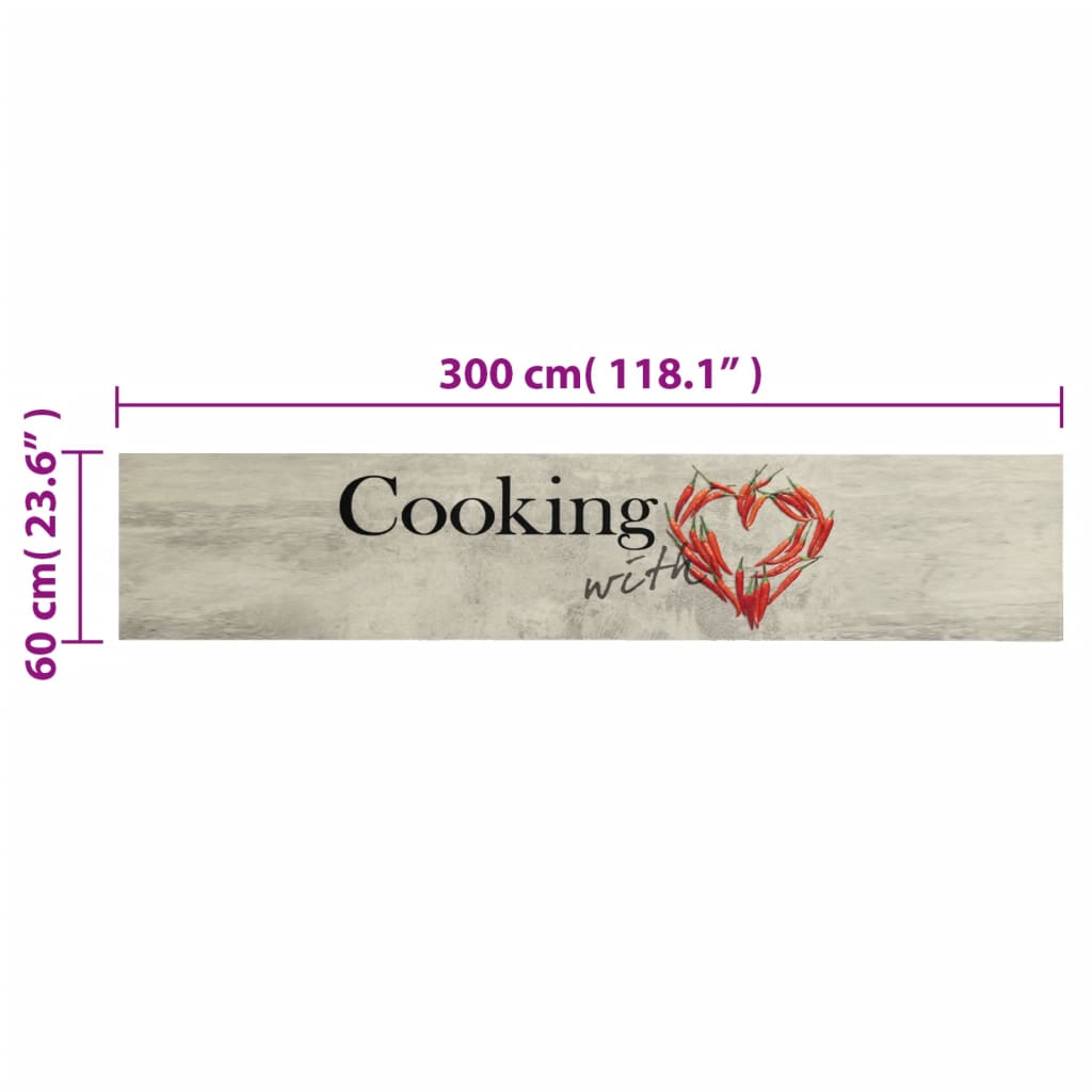 Kjøkkenteppe vaskbar Peper Cooking 60x300 cm fløyel