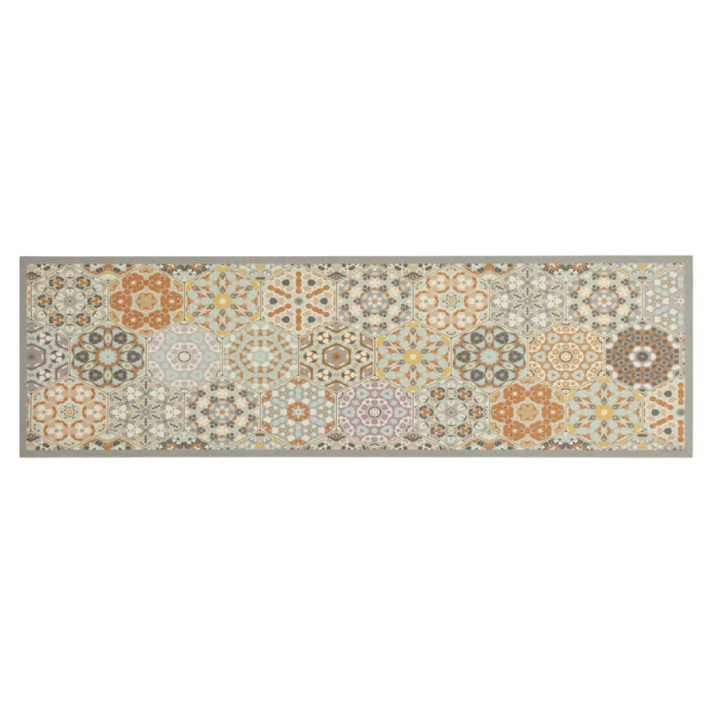 Kjøkkenteppe vaskbar Hexagon pastell 45x150 cm fløyel