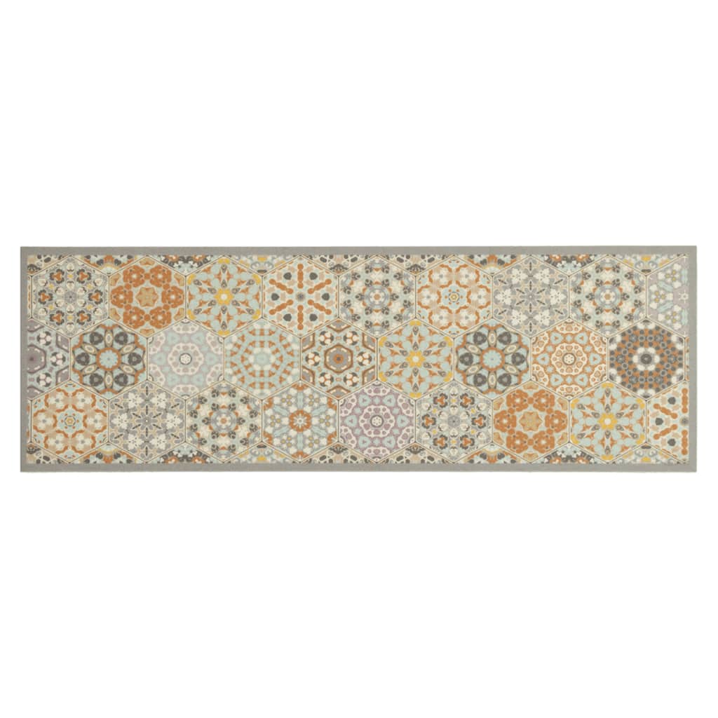 Kjøkkenteppe vaskbar Hexagon pastell 60x180 cm fløyel