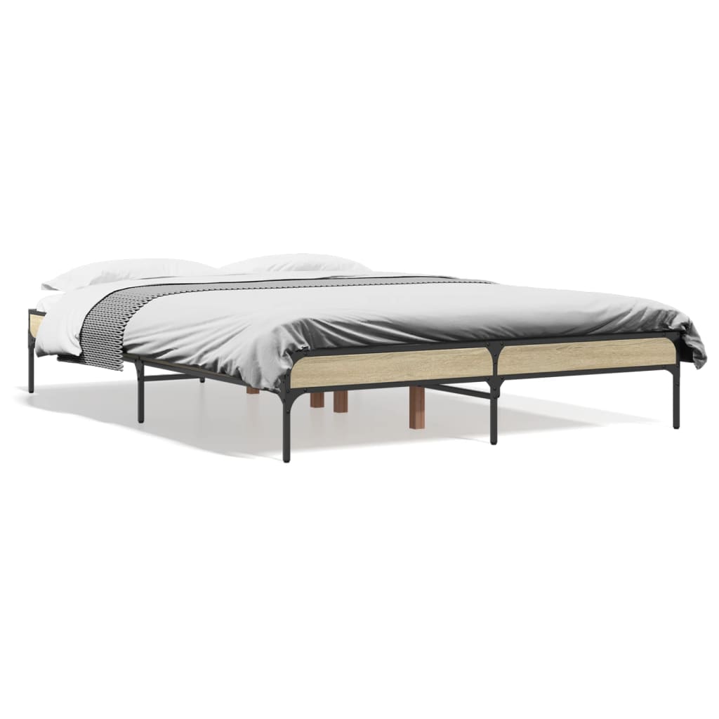 Sengeramme sonoma eik 135x190 cm konstruert tre og metall