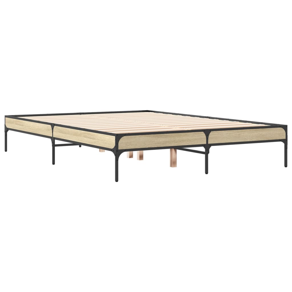 Sengeramme sonoma eik 135x190 cm konstruert tre og metall