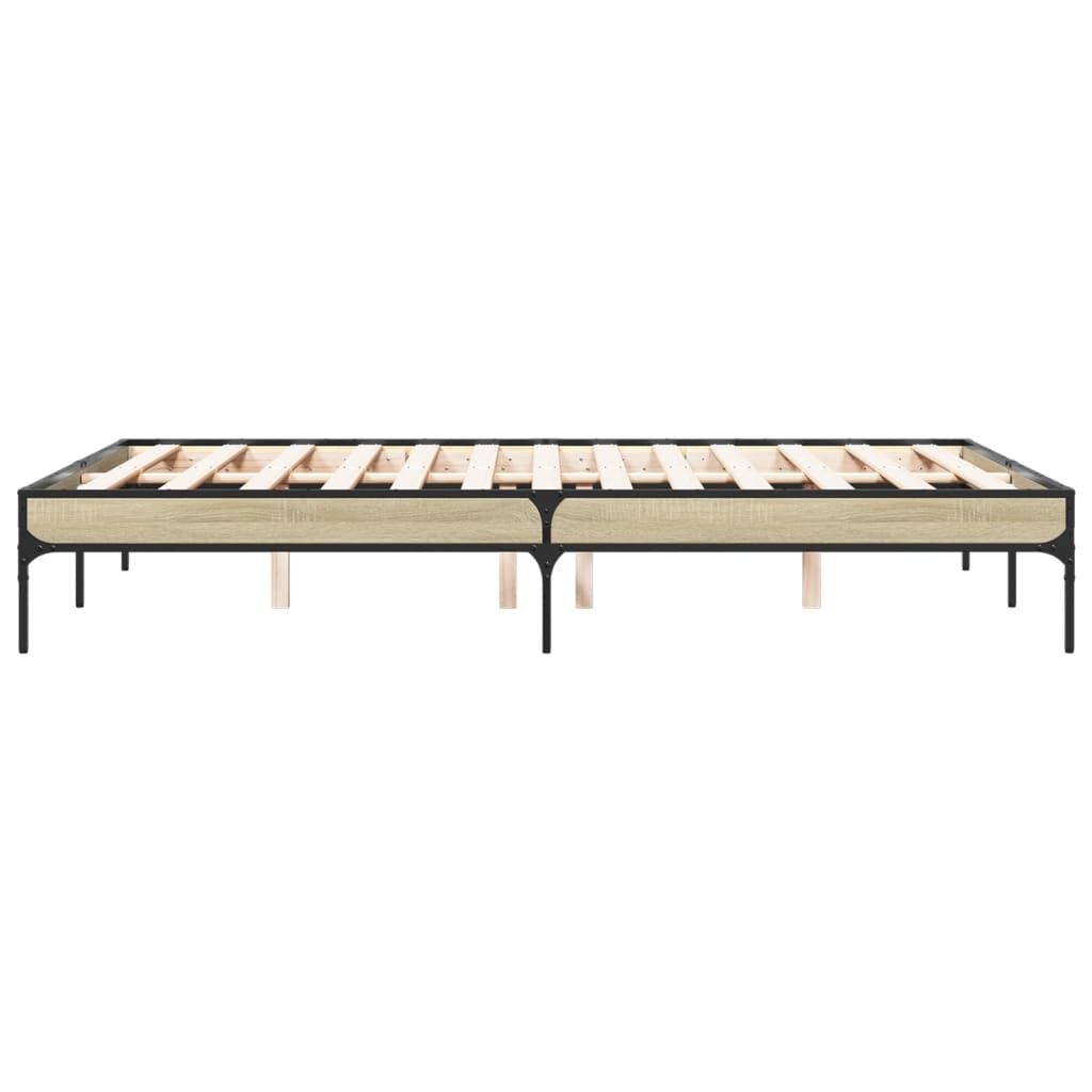 Sengeramme sonoma eik 135x190 cm konstruert tre og metall