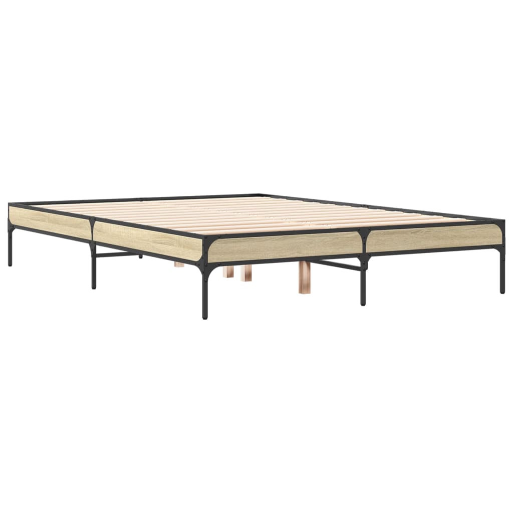 Sengeramme sonoma eik 135x190 cm konstruert tre og metall